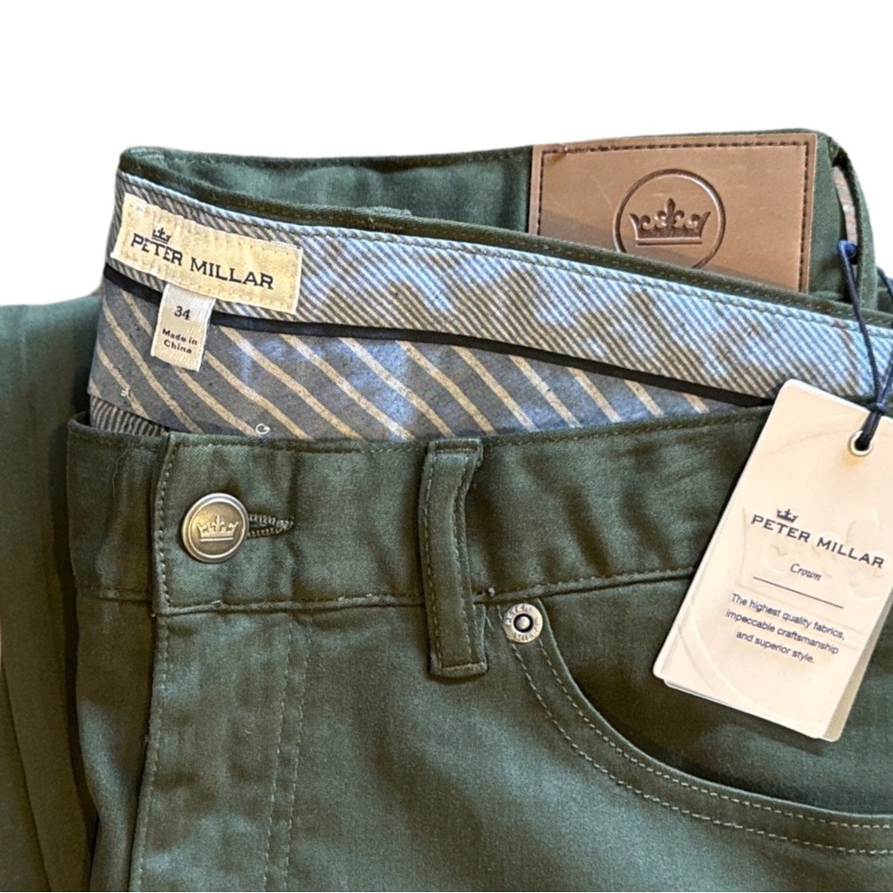 Peter Millar Ultimate Sateen Five-Pocket Pant in Dark Olive - Picture 12 of 14